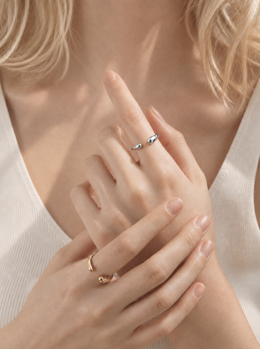 Ocean Tear Open Band Ring