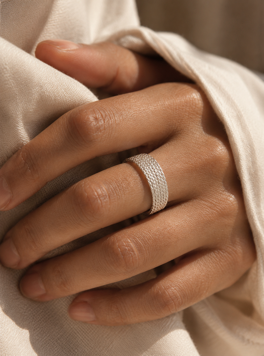 Woven Currents Open Band Ring