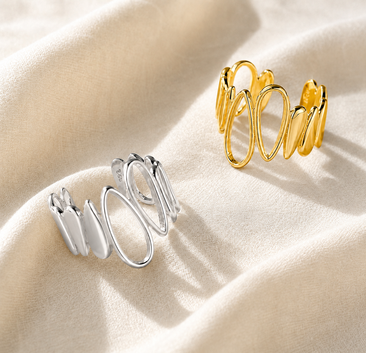 Ocean Teardrop Open Band Ring