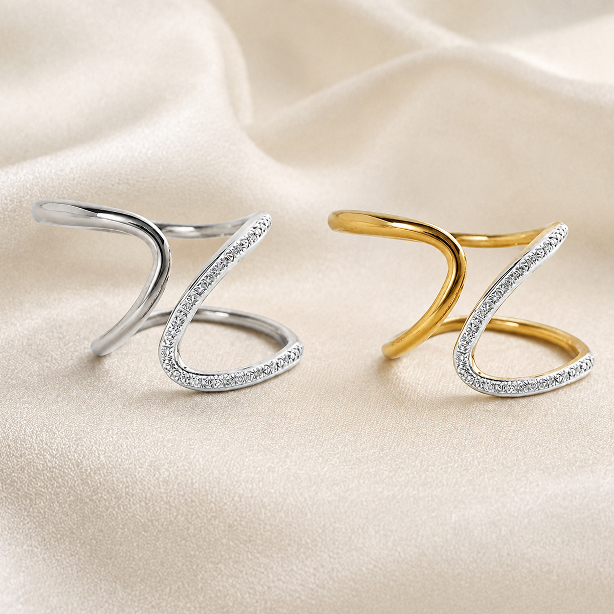 Starlight Wave Dual Line Ring