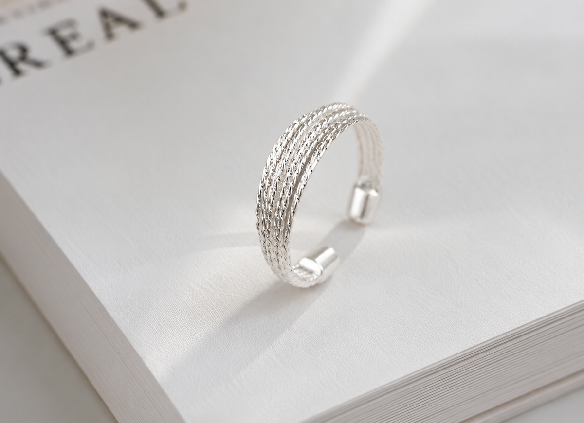 Woven Currents Open Band Ring