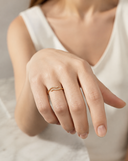 Dual Wave Pavé Ring