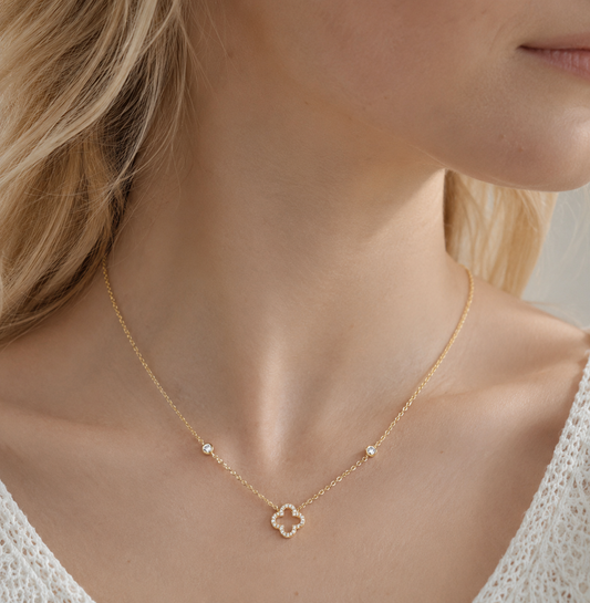 Golden Clover & Spark Station Necklace