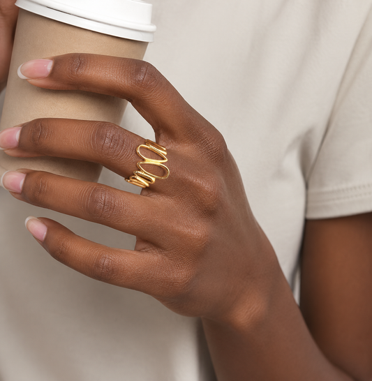 Ocean Teardrop Open Band Ring