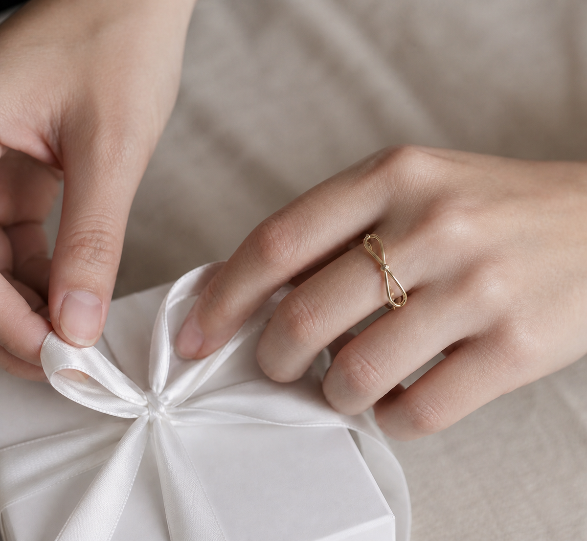 Bound Heart Bow Ring