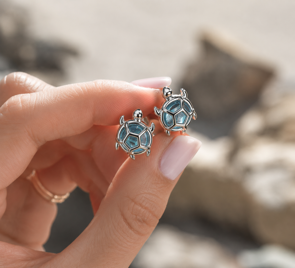 The Ocean Wanderer Turtle Stud Earrings