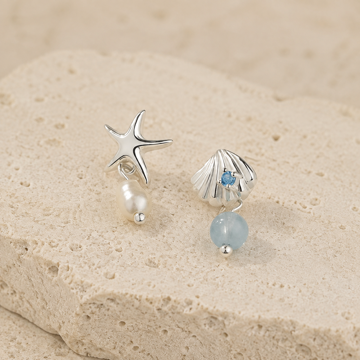 Ocean Drift Asymmetric Earrings