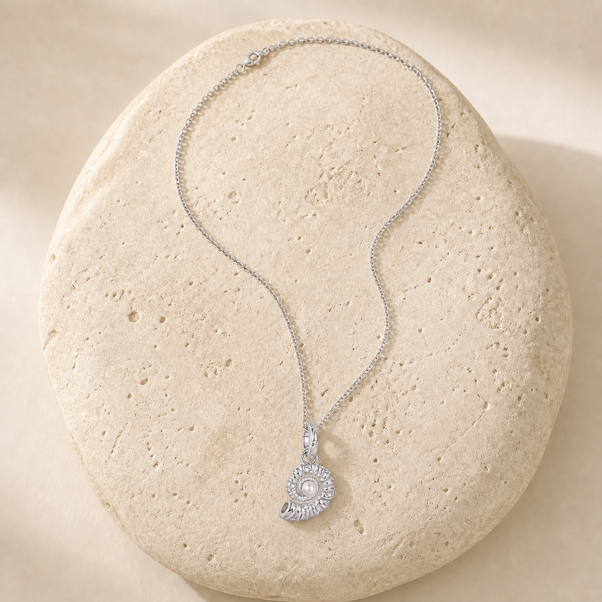 The Whispering Tides Nautilus Pearl Necklace