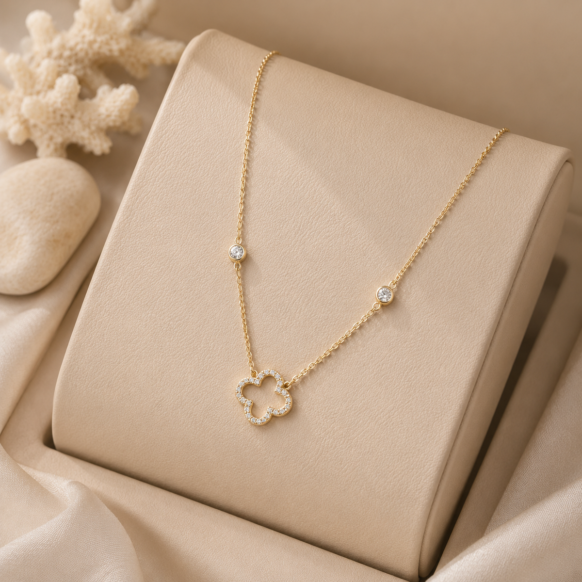 Golden Clover & Spark Station Necklace