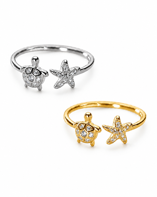 The Sea Turtle & Starfish Ring