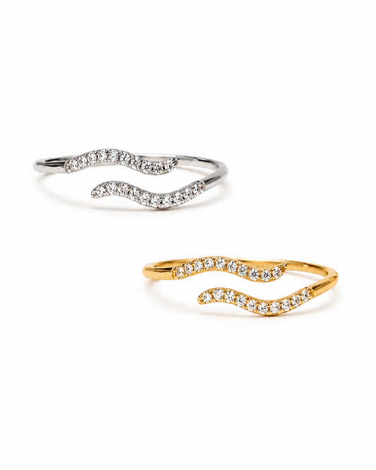 Dual Wave Pavé Ring