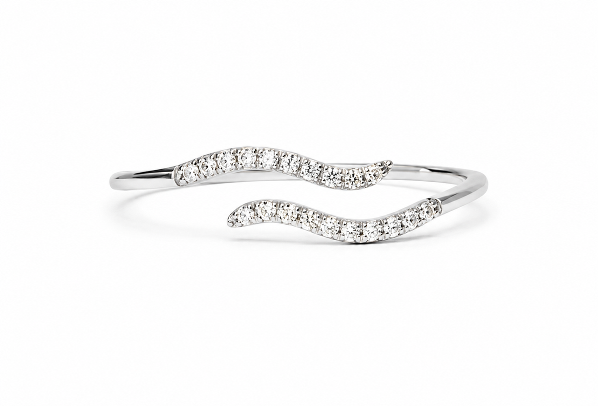 Dual Wave Pavé Ring