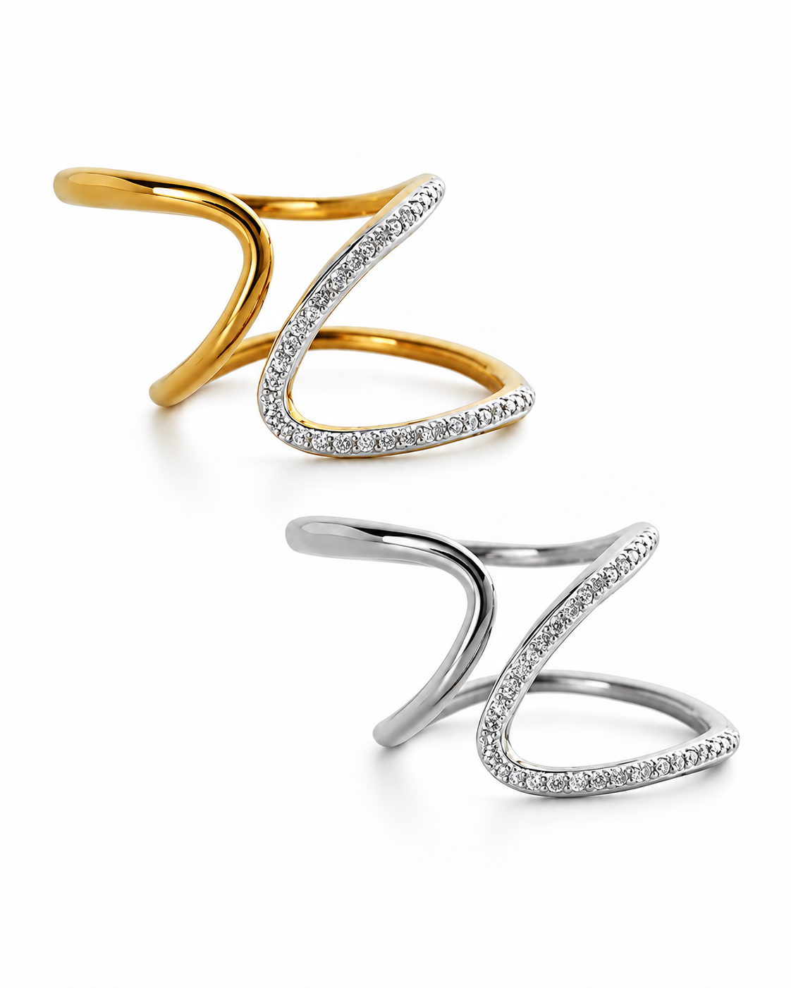 Starlight Wave Dual Line Ring